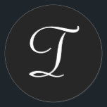 T Monogramme Stickers Noir Blanc Mariage<br><div class="desc">Ces autocollants sont dotés d'un élégant monogramme décoratif T. Idéal pour les faveurs de mariage,  enveloppes,  etc.</div>