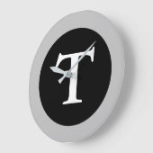 T :: Monogramme T Grande horloge murale moderne (Angle)