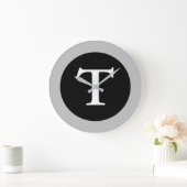 T :: Monogramme T Grande horloge murale moderne (Maison)