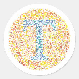 "T" Oogtest — Letter Ronde Sticker