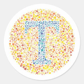 "T" Oogtest — Letter Ronde Sticker