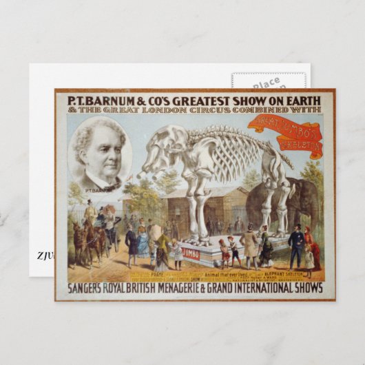 T.P. Barnum Show carte postale (Devant / Derrière)