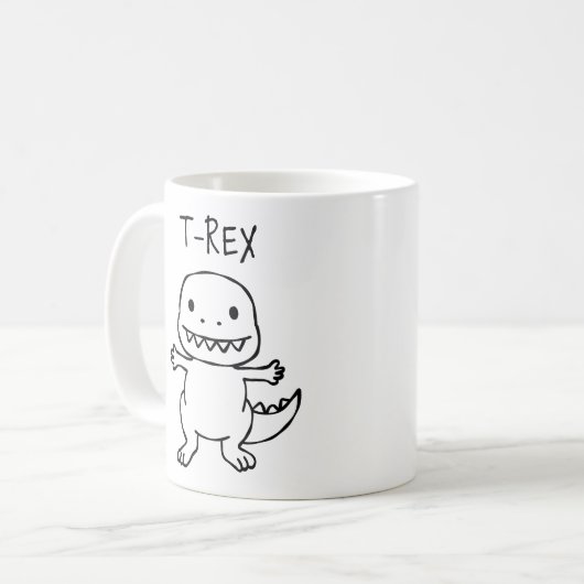 T-Pose T-Rex Sketch Koffiemok (Voorkant links)
