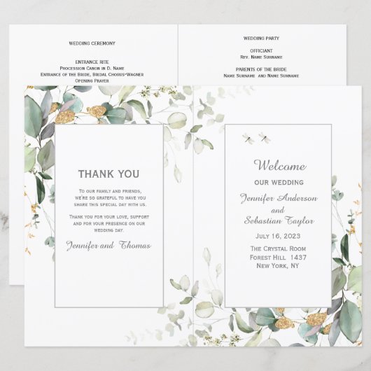 t Programme de mariage végétal Eucalyptus Botaniqu (Devant / Derrière)
