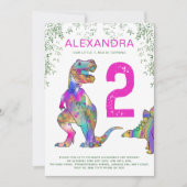 T. Rex 2e verjaardag Partij roze Kaart (Voorkant)