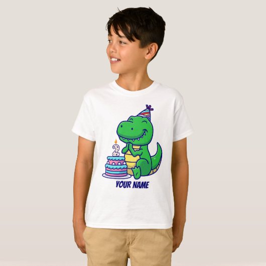 T-Rex 2e verjaardag T-shirt (Voorkant volledig)