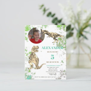 T rex 5e verjaardag Tyrannosaurus Foto Uitnodiging Briefkaart