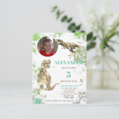 T rex 5e verjaardag Tyrannosaurus Foto Uitnodiging Briefkaart (Staand voorkant)