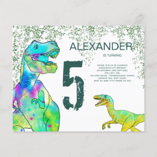 T Rex 5e Verjaardagsfeest Budget Uitnodiging Flyer