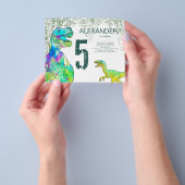 T Rex 5th Birthday Party Budget Uitnodiging Flyer (Hand)