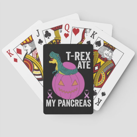 T-rex at mijn Pancreas Funny Pumpkin dinosaur Pokerkaarten (Achterkant)