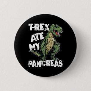 T-rex aten mijn pancreas dinosaurus plezier diabet ronde button 5,7 cm