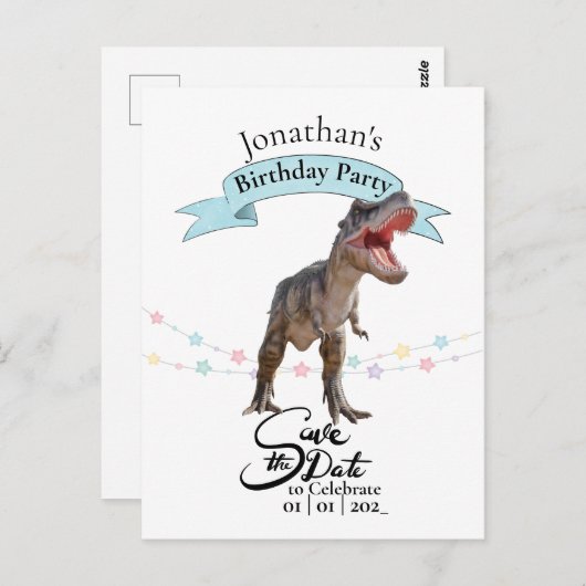 T Rex, bewaar de datum Jongen Briefkaart (Voorkant / Achterkant)