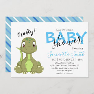 T rex boy baby shower aankondiging