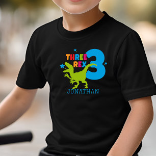 T Rex Boys Cute 3rd Birthday Persoonlijke naam Kinder Shirts
