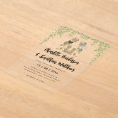 T-Rex Bride & Groom Dinosaur Theme Wedding Acryl Uitnodigingen (Laagn)