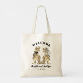 T-Rex bruid en bruidegom dinosaurus bruiloft welko Tote Bag (Achterkant)