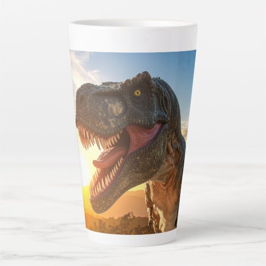 T-Rex Brul ontwerp Latte Mok (Voorkant)
