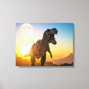T-Rex Canvas Wandkunst – Brullende Dinosaur Decor Afdruk