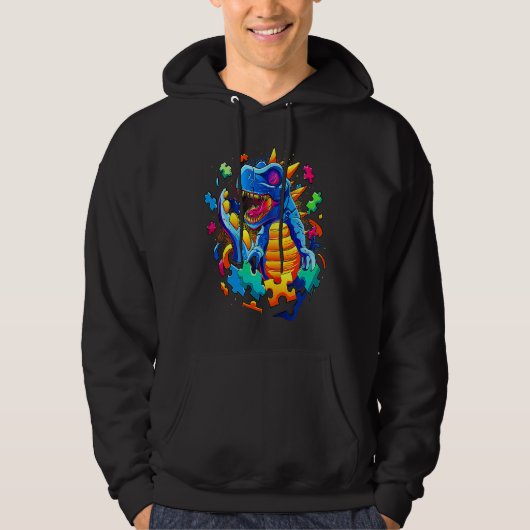 T Rex Children's Dinosaur Puzzle Game Hoodie (Voorkant)