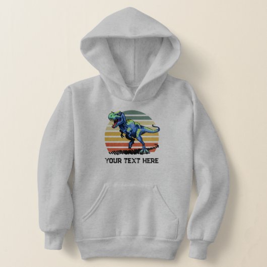 T-Rex Custom Text Kinder Pullover Hoodie uitvoeren (Laagn)