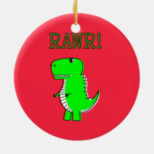 T Rex Cute Dino Red Kerstmis Keramisch Ornament