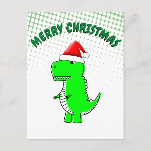 T Rex Cute Dino Santas KerstPet Briefkaart (Voorkant)