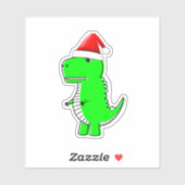 T Rex Cute Dino Santas KerstPet Sticker (Vel)