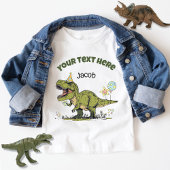 T-Rex Cute Dinosaur Theme Party Custom Name & Text Kinder Shirts