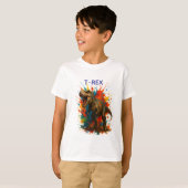 T-Rex Dino Enfant T-shirt Bunte Action (Devant entier)