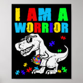 T Rex Dino I are Warrior Autism Awareness Poster (Voorkant)
