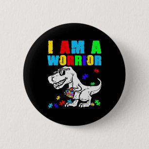 T Rex Dino I are Warrior Autism Awareness Ronde Button 5,7 Cm