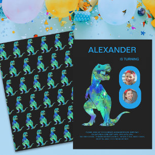 T-Rex Dino Jongens 8e Verjaardagsfeestje Aangepast Kaart