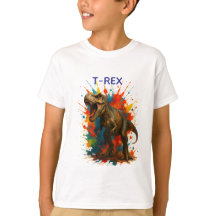 T-Rex Dino Kinder T-Shirt – Bunte Action für klein