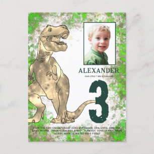 T Rex Dino Oerwoud 3rd Birthday Party Uitnodiging Briefkaart