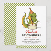 T-Rex Dinosaur 1 jaar Cake Kids Birthday Kaart (Voorkant / Achterkant)