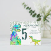 T Rex Dinosaur 5e Anniversaire Fête Invitation (Debout devant)