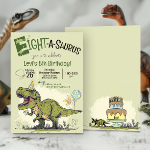 T-Rex Dinosaur Acht-A-Saurus 8e Verjaardagsfeestje Kaart