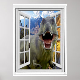 T-Rex Dinosaur-Afbeelding-foutvenster Poster