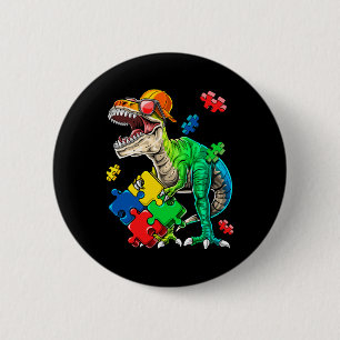 T Rex Dinosaur Autism Awareness Puzzle Piece Gift Ronde Button 5,7 Cm