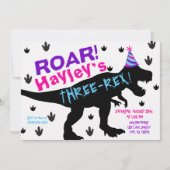 T-Rex Dinosaur avec Casquette de fête Invitation d (Devant)