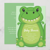 T-Rex Dinosaur Baby shower Green Kaart (Voorkant / Achterkant)