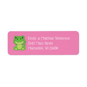 T-Rex Dinosaur Baby shower Roze Etiket