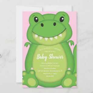 T-Rex Dinosaur Baby Shower Roze Kaart