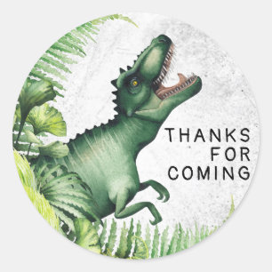 T-Rex Dinosaur Birthday Party Dank u Ronde Sticker