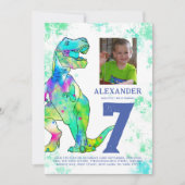 T-Rex Dinosaur Birthday Party Kaart (Voorkant)