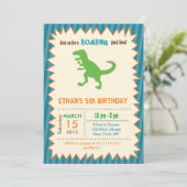 T Rex Dinosaur Birthday Party Kaart (Staand voorkant)