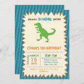 T Rex Dinosaur Birthday Party Kaart (Voorkant / Achterkant)