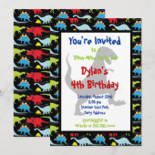 T Rex Dinosaur Birthday Party Kaart (Voorkant / Achterkant)