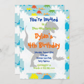 T Rex Dinosaur Birthday Party Kaart (Voorkant / Achterkant)